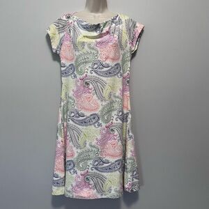 Title Nine Cowl Neck Multicolor Paisley Print Dress Size M